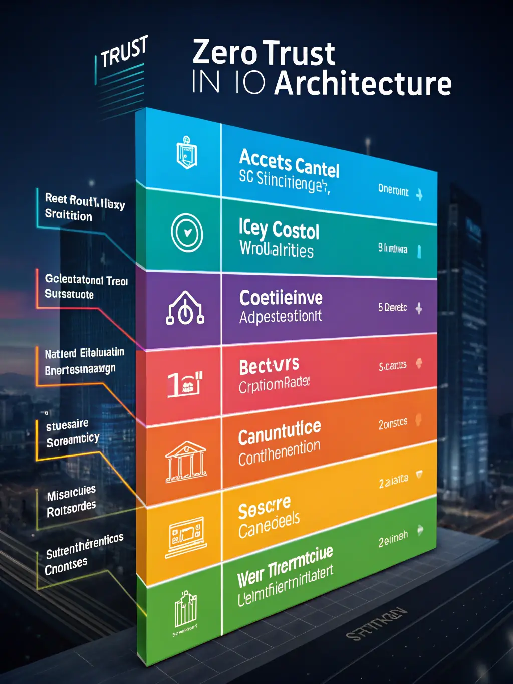 A network security diagram illustrating the principles of zero-trust architecture, with multiple layers of verification and access control.